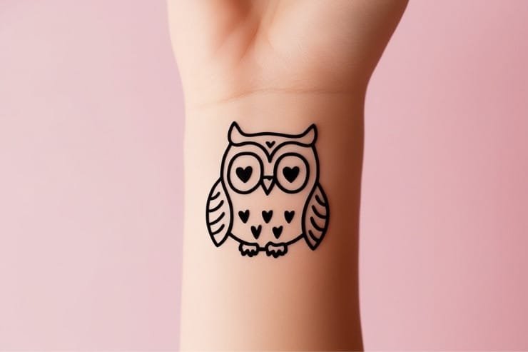 Cute Owl With Heart Details On Wrist