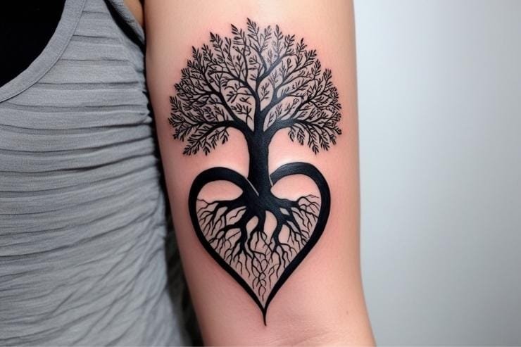 Family Tree Growing From Heart Tattoo 2