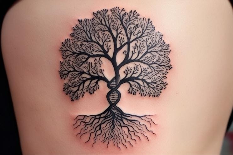 Family Tree With DNA Strands Roots Tattoo 2