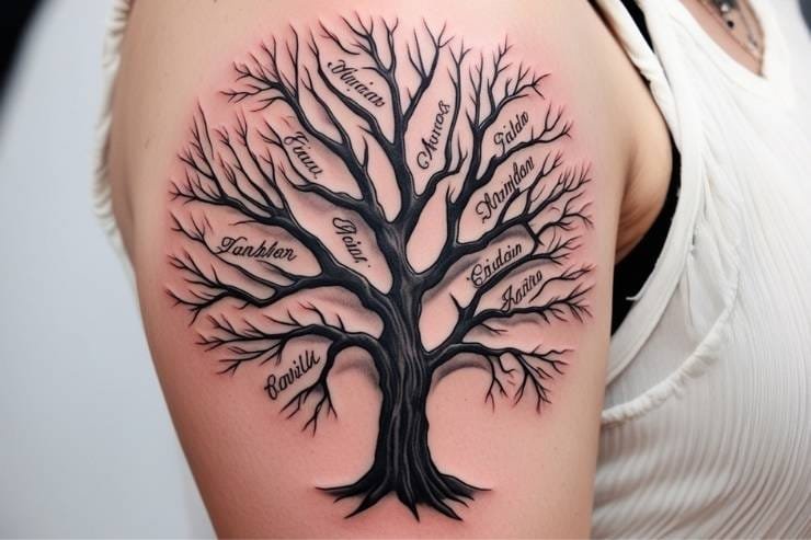 Family Tree With Names On Branches tattoo design 2