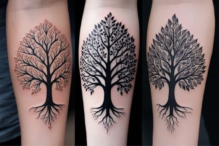 Family Tree With Three Generations Tattoo