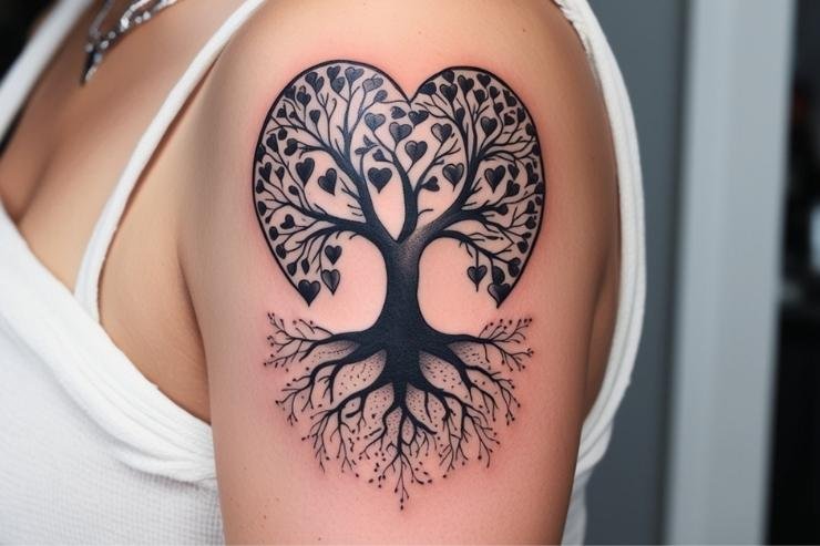 Heart and Tree of Live Fusion tattoo design 2