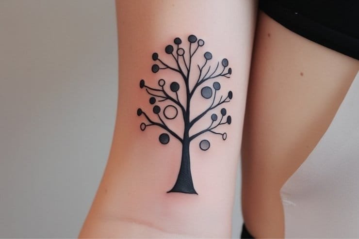 Minimalist Family Tree With Circles Tattoo 2