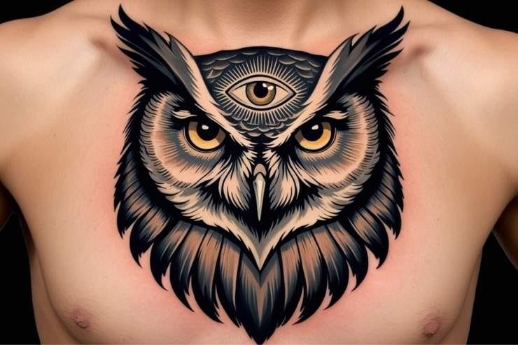Mystical Owl With Third Eye On Chest 2