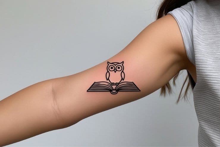 Small Owl With Book On Inner Arm