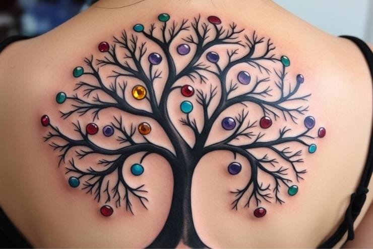 Tree Of Life With Birthstones Tattoo 2
