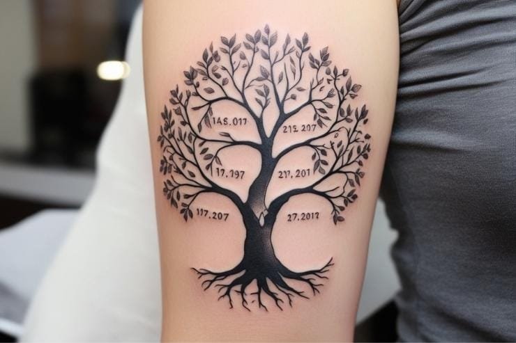 Tree Of Life With Family Birthdates Tattoo