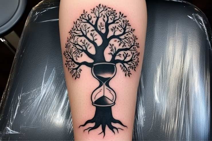 Tree Of Life With Hourglass Embedded Tattoo 2