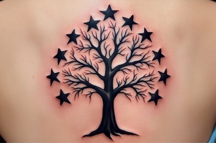 Tree With Stars Representing Ancestors Tattoo 2