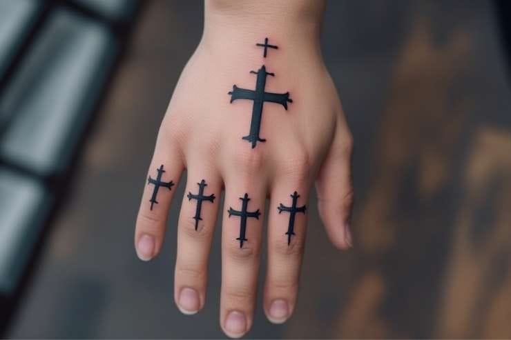 3 Cross Tattoo on the Hand
