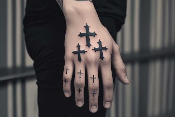 3 Cross Tattoos on the Hand