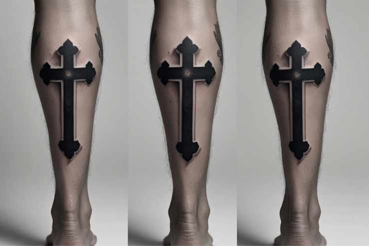 3 Cross Tattoos on the Leg
