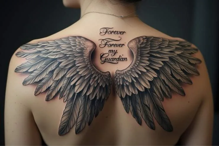 Forever My Guardian Angel Wings Tattoos