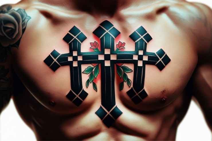 Bold 3 Cross Ink on Chest