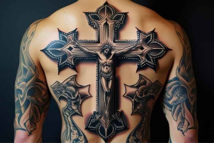 Bold Statement Back Cross Tattoo