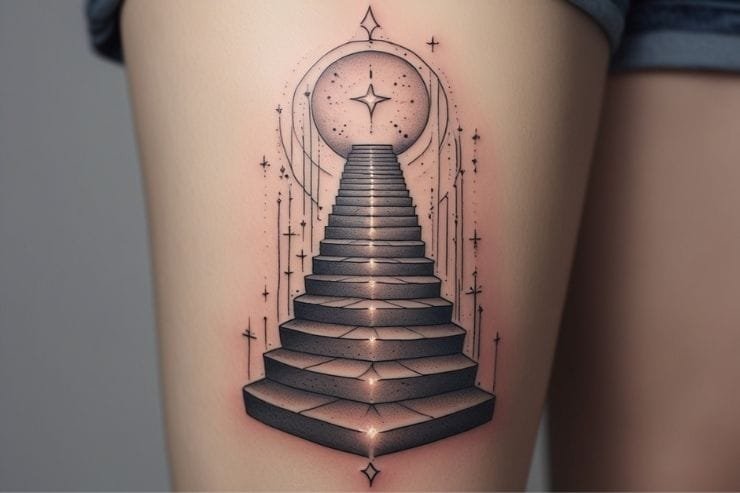 Celestial Stairway to Heaven Memorial Tattoos