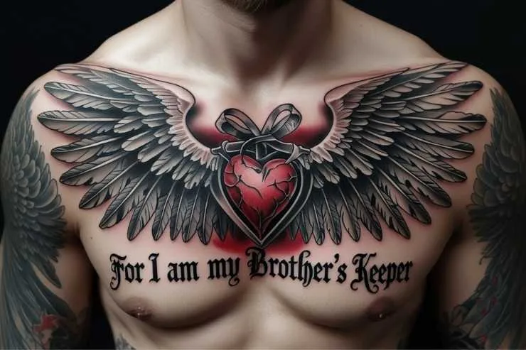 Chest Tattoo For RIP Brother