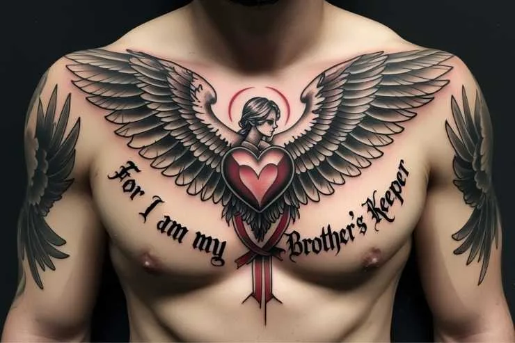 Chest Tattoo For RIP Brothers
