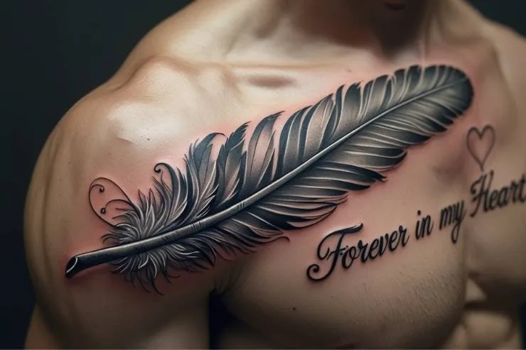 Feather Tattoo For RIP Brother
