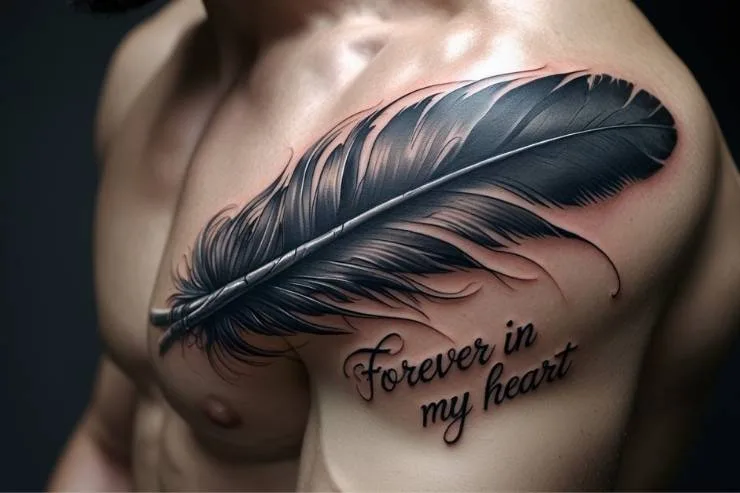 Feather Tattoo For RIP Brothers