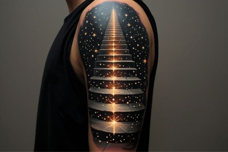 Hypnotic Stairway to Heaven Tattoos on Bicep