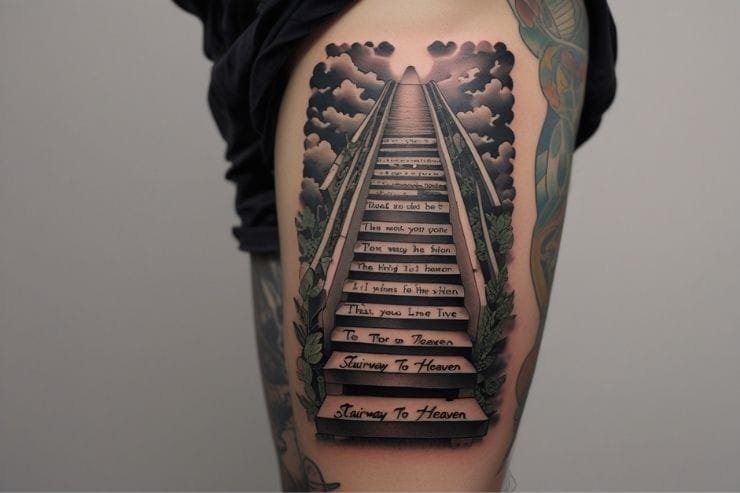 Iconic Lyrical Stairway to Heaven Tattoo