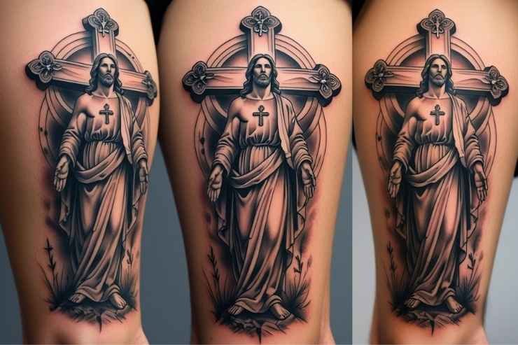Jesus and 3 Cross Tattoo
