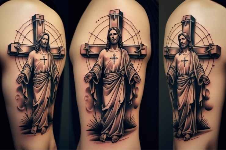 Jesus and 3 Cross Tattoos