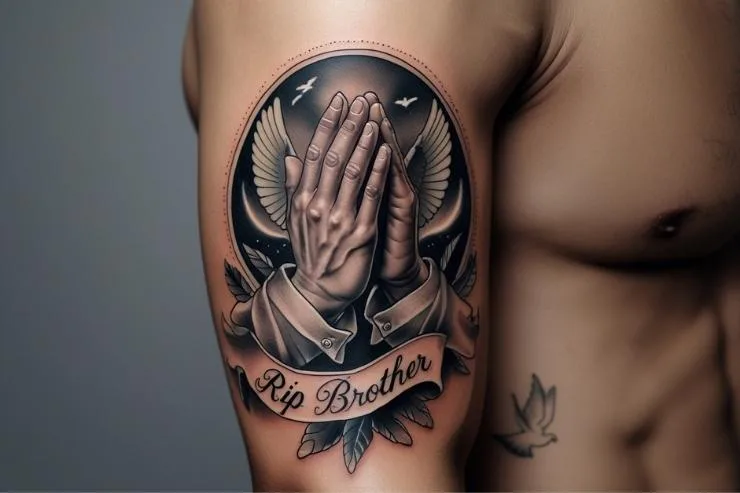 Praying Hand RIP Brother Tattoo