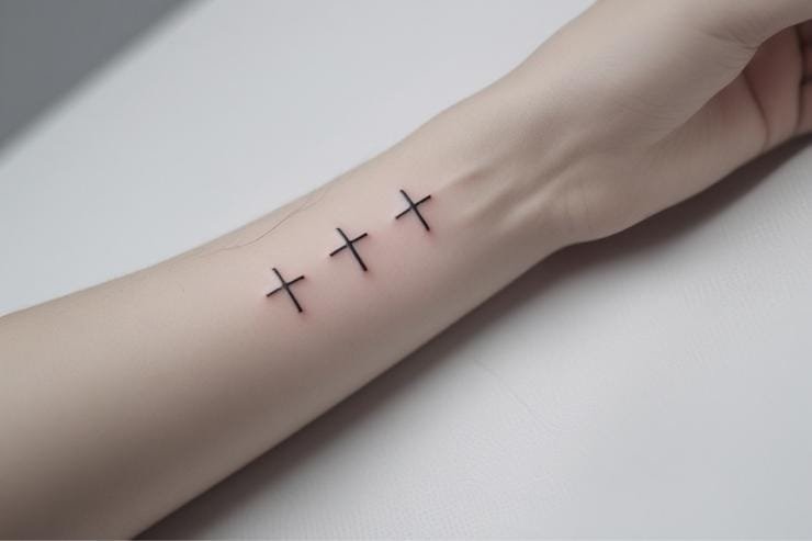 Small Three Cross Tattoo