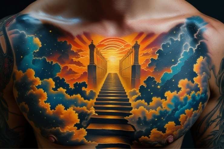 radiant chest stairway to heaven tattoo