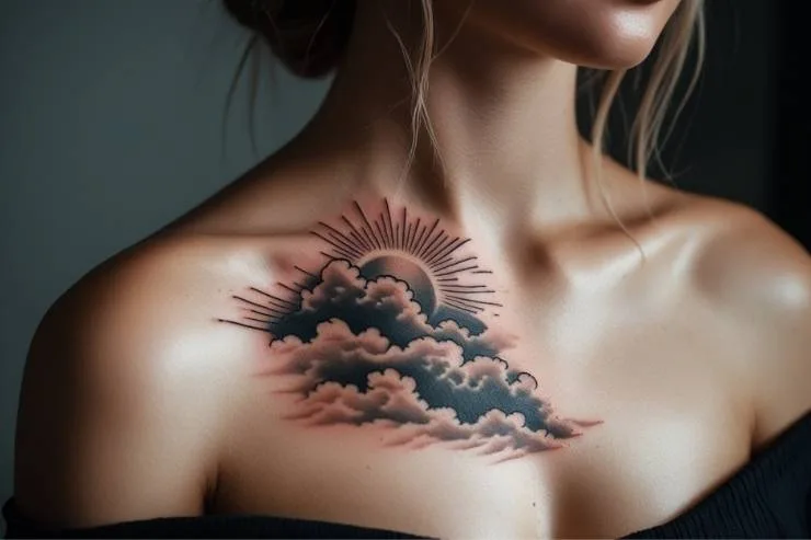 Radiant Sun and Cloud Tattoo